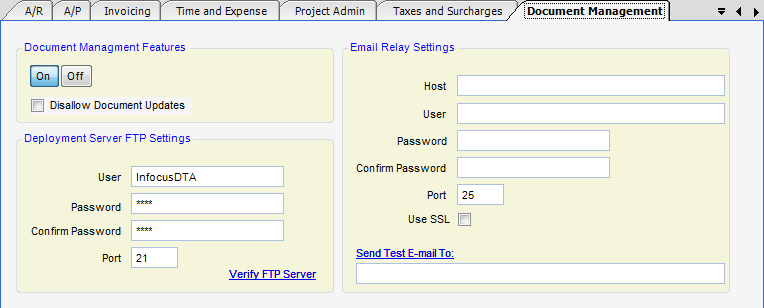 Document ManagementGlobalSettingsTab